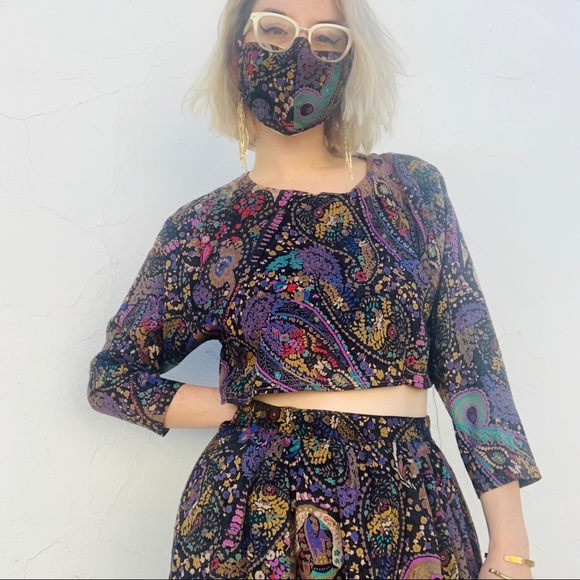 SOLD VTG 1980 Paisley Skirt Set with Matching Mask - Picture 6 of 9
